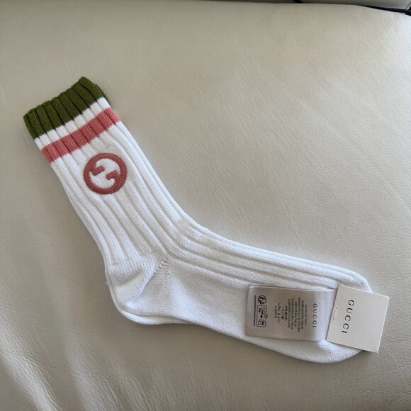 NWT Round Interlocking G cotton socks Sz L 100% Authentic - Picture 2 of 7